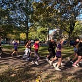 She Runs Leeds running through Woodhouse Moor on Saturday morning run