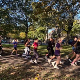 She Runs Leeds running through Woodhouse Moor on Saturday morning run
