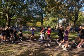 She Runs Leeds running through Woodhouse Moor on Saturday morning run