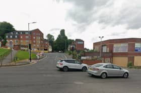 The fire broke out at a disused car garage on Front Street.