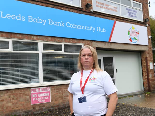Unit manager Sarah Cohen outside Leeds Baby Bank which was burgled on Friday (16 October)