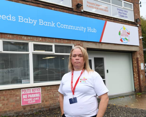 Unit manager Sarah Cohen outside Leeds Baby Bank which was burgled on Friday (16 October)