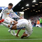 KEY PAIR COMBINE: Tarik Muharemovic heads to celebrate with Dominic Calvert-Lewin after setting him up to draw Leeds United level against Manchester United at Elland Road.