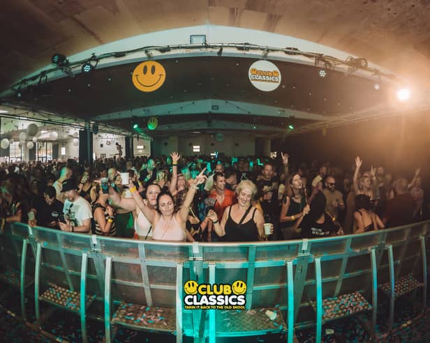Clubbers dance under iconic 90s smiley faces as hit daytime rave Club Classics takes over Project House in Leeds