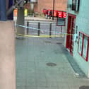 A police cordon is in place at Pudsey Bus Station.