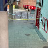 A police cordon is in place at Pudsey Bus Station.