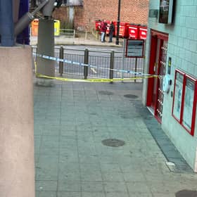 A police cordon is in place at Pudsey Bus Station.