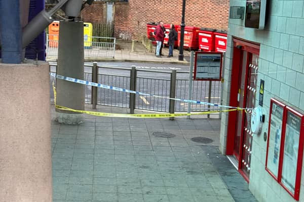 A police cordon is in place at Pudsey Bus Station.
