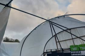 Little Leaf Cafe's polytunnel was damaged by Storm Boelo