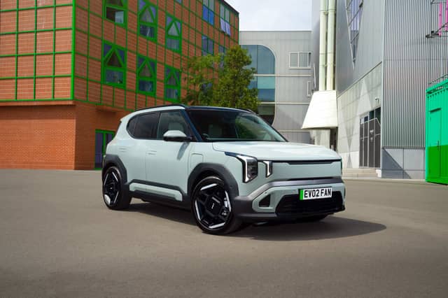 The Kia EV2 brings the brand’s distinctive, boxy styling to an electric SUV measuring just over four metres long.