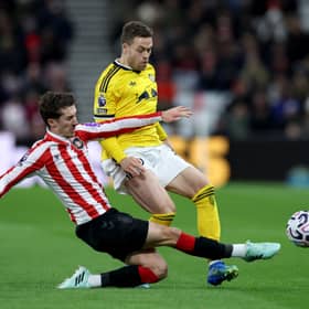VERDICT: Of Leeds United point from Sunderland defender Trai Hume, left.