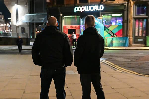 West Yorkshire Police officers on night-time patrol as part of Project Vigilant, a proactive initiative targeting predatory behaviour and sexual violence in town and city centres