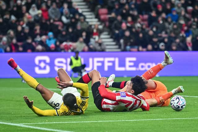 Leeds United's penalty claims were waved away by referee Stuart Attwell.