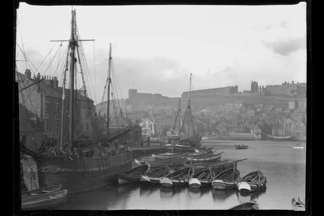 Whitby Harbour looking towards St Mary’s Church and Whitby Abbey, photographed in 1896 by Godfrey Bingley - just one year before Bram Stoker published Dracula, drawing directly on his stay in the Yorkshire coastal town for his gothic masterpiece