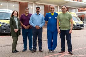 The team at Leeds Teaching Hospitals. From left to right: Dr Bev Riley, Business Development and Innovation Manager; Dr Mohit Arora, Lead for Training of AVT; Dr Sundararaj Manou, Consultant in Emergency Medicine; Dr Taj Hassan, Consultant in Emergency Medicine and Dr Amgad Sethi, Emergency Department IT Lead. 