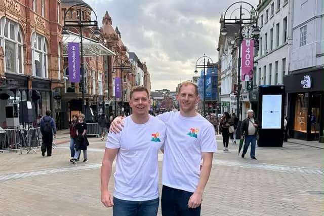 Chris Hull and Corran Hull in Leeds City Centre