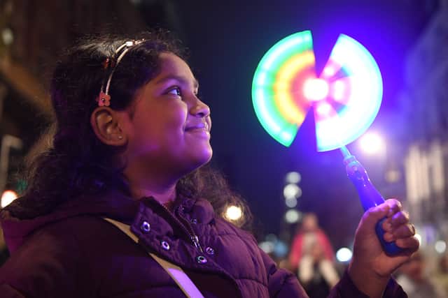 28th October 2026
Leeds Light Night
Pictured 8 year old Maya Govindgari with her spinning wheel at Light Night
Picture Gerard Binks