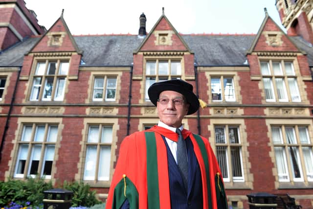 Sir Patrick Stewart, after receiving his honorary degree at University of Leeds.
17th July 2014. Picture Jonathan Gawthorpe