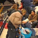 Sleepers prepare for the night