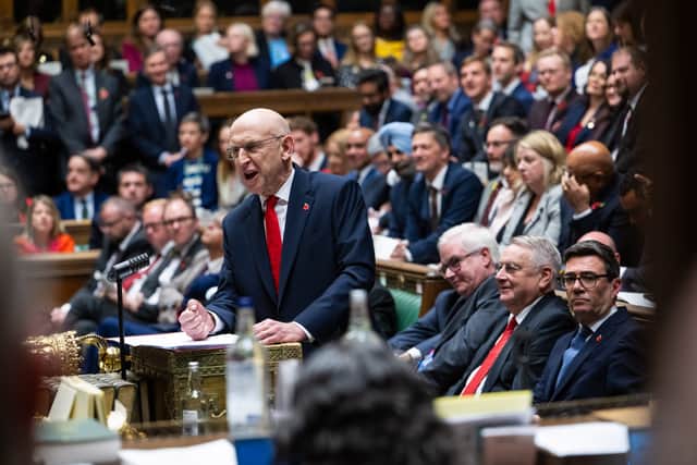 Chancellor of the Exchequer John Healey delivering his budget in the House of Commons