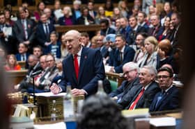 Chancellor of the Exchequer John Healey delivering his budget in the House of Commons