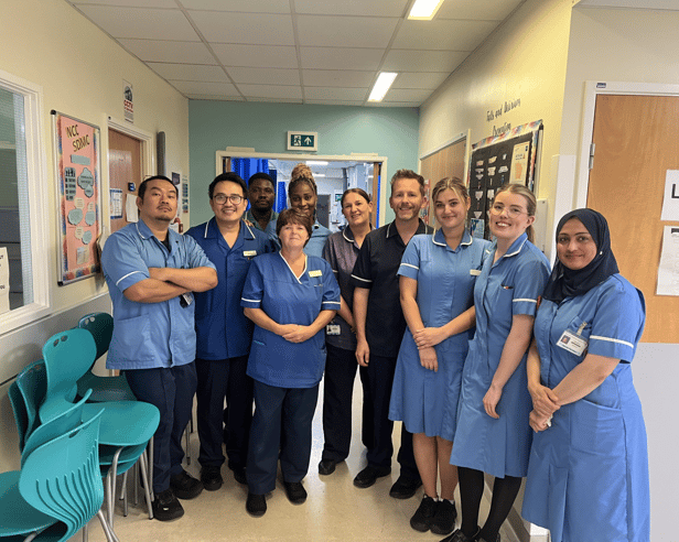 Matron Laura Sedgley (third from left) with the Neuro Critical Care team.