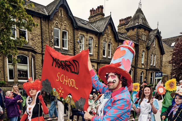 Moorfield School and Nursery showcase their handmade costumes and props at Ilkley Carnival