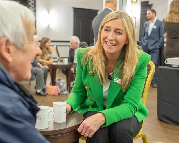 Susan Allen, Chief Executive of Yorkshire Building Society, speaking to members at the AGM. Photograph by Richard Walker/ImageNorth