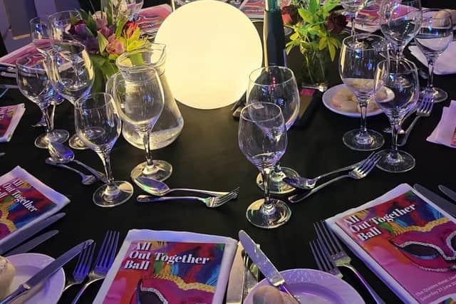Table at the 2025 All Out Together Ball at The Queens Hotel in Leeds 
