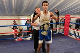 Boxer Abu Bakr Hussain has been crowned Yorkshire champion after a stoppage win.