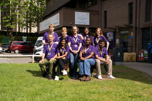 Leeds Hospitals Charity Volunteers outside Leeds Children's Hospital