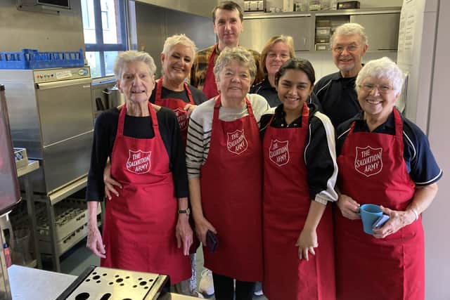 Major Nicola with volunteers at Leeds Central Salvation Army 