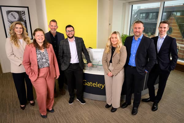 Pictured (L to R) : Cordelia Stephens, Samantha Fozzard, Roger McCourt (Leeds office head), Niall Crossley, Abi Pawlett, James Colvin and John Gumery.