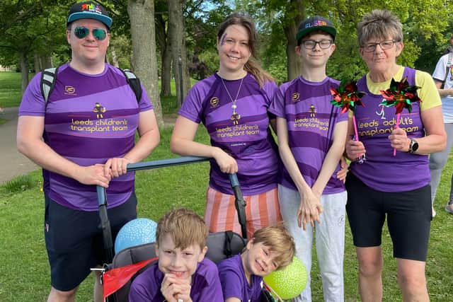Transplant recipient Max Keenan, front left, took part in a Leeds transplant team takeover of a Parkrun in Roundhay Park.