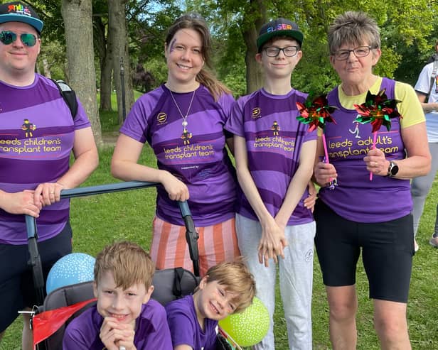 Transplant recipient Max Keenan, front left, took part in a Leeds transplant team takeover of a Parkrun in Roundhay Park.