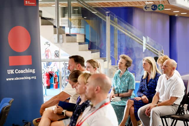 HRH The Princess Royal sits alongside Mark Gannon, CEO of UK Coaching, and Michelle Bramley, Chair of the Board of UK Coaching at the UK Coaching Conference and Play Their Way Summit.