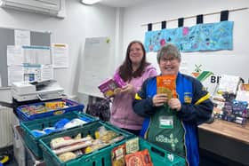 Carer Gaby with Nicola at the Trussell Food Bank.