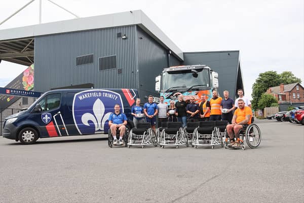 Wakefield Trinity Community Foundation receives eight new Rugby League Wheelchairs at the DIY Kitchens Stadium.