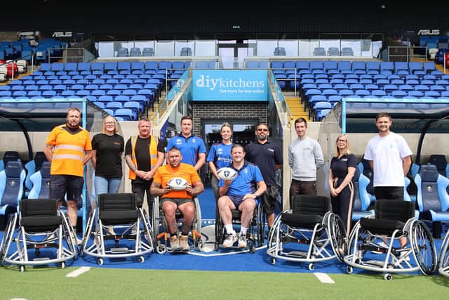 Wakefield Trinity Community Foundation receives eight new Rugby League Wheelchairs at the DIY Kitchens Stadium.