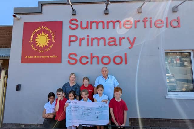Cheque presentation to Summerfield Primary School Rodley Leeds