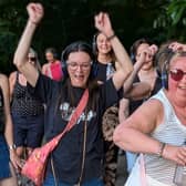 Participants moving and grooving along the Boston Spa riverwalk as part of the Dancing NetWalk event held last Thursday.