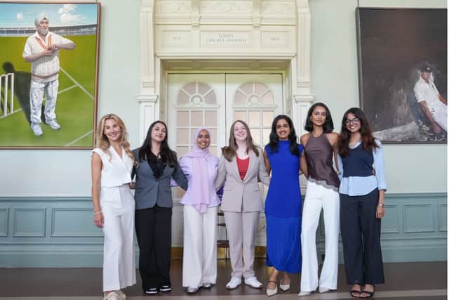 From left, Ellie Smith, Sarah Muraj, Aminah Rahman, Rosa Simkin, Maithreyi Iyer, Sierra Jeh, Shruthi Arun Krithika.