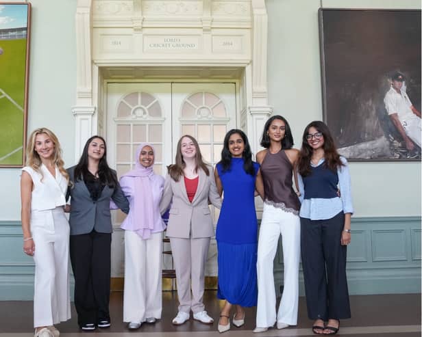 From left, Ellie Smith, Sarah Muraj, Aminah Rahman, Rosa Simkin, Maithreyi Iyer, Sierra Jeh, Shruthi Arun Krithika.