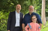 Mark Manning with Sophie's husband and daughter, Alex and Agnes.