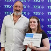 Roisin winning the Juliet Vogel Award.