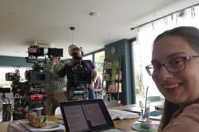 Lara Wilson on the set of Gone.