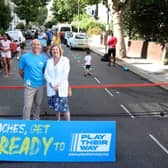 Mark Gannon, chief executive of UK Coaching, and Dame Karen Buck, chair of Play England, at a Playday event with local children in Westminster on August 5. 