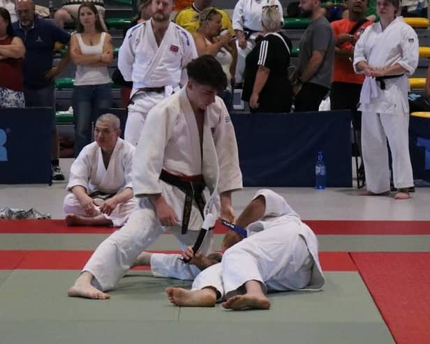 Ethan David executes a throw during the Sport Aikido World Championships Randori event.