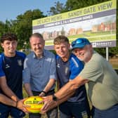 Sales Manager Gavin McCarthy (middle) with players and staff at Pontefract RUFC