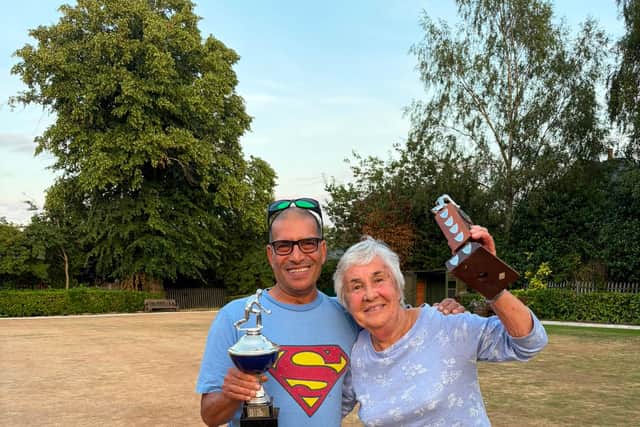 Our Annual Crown Green Bowling Champions Mohammed Khan and Joan Mulligan.